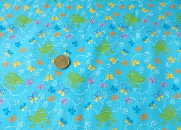 Gartenfrosch light blue, cotton woven fabric for kids